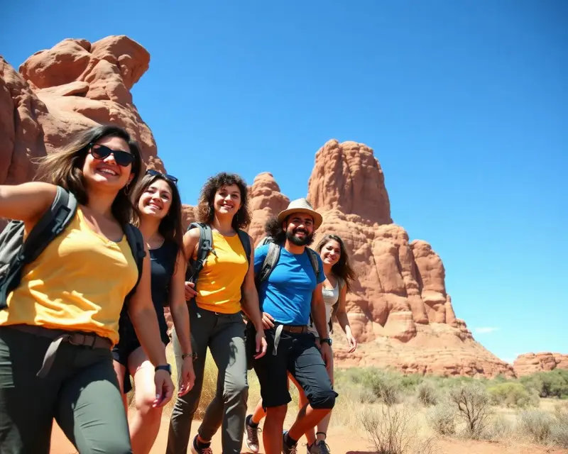Estudantes felizes no outback australiano